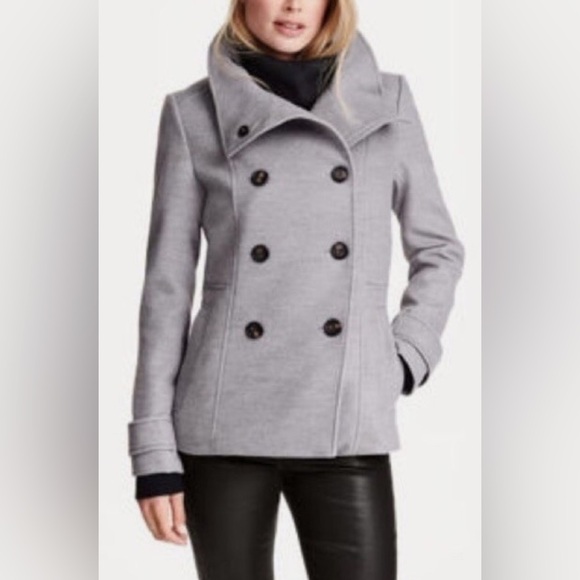 H&M Jackets & Blazers - H&M double-breasted peacoat. Convertible collar. Decorative stitching. Grey. 12